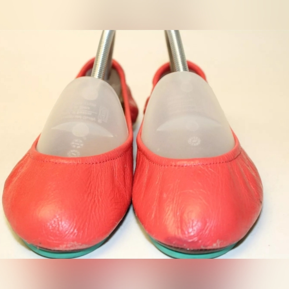 Tieks Coral Red Leather The Ballet Flat Chic Comfort Travel Shoes 9 EUC 👀 - Picture 10 of 16